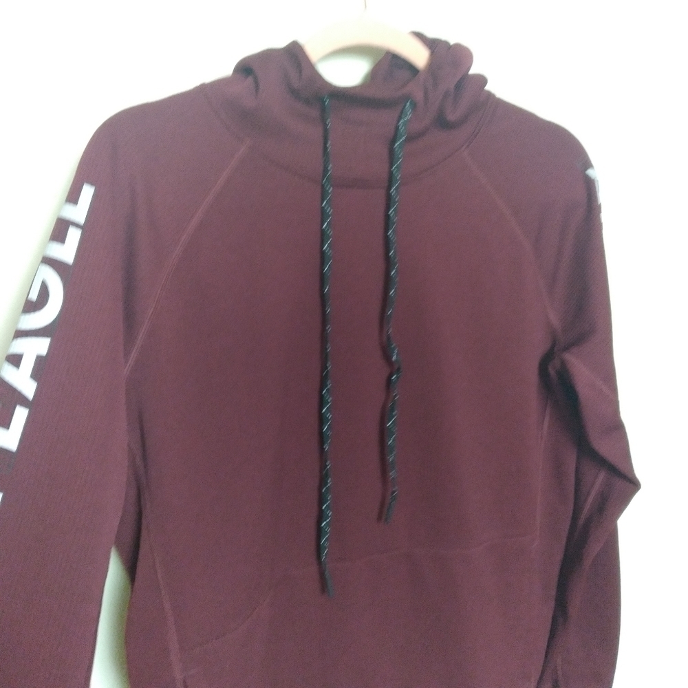 American Eagle Active Flex Red Waffle Knit Spell Out Hoodie Size Small - Picture 3 of 12